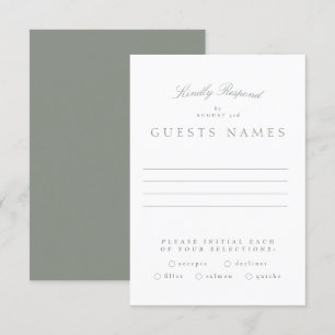 Formal Classic Grey Green Calligraphy Wedding RSVP Card