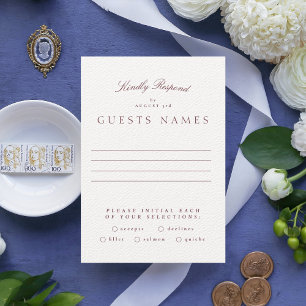Formal Classic Maroon Burgundy Calligraphy Wedding RSVP Card
