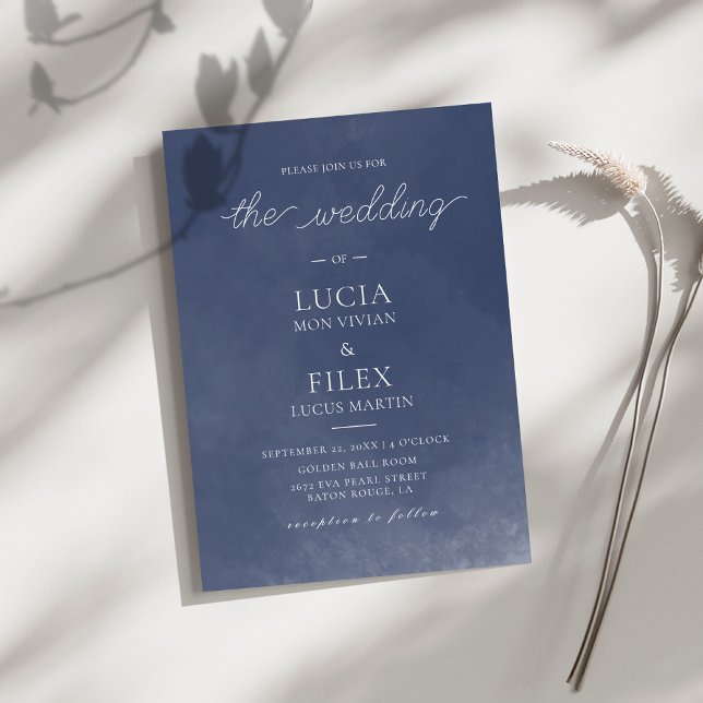 Formal Classic Navy Blue Smoke Wedding Invitation (Creator Uploaded)