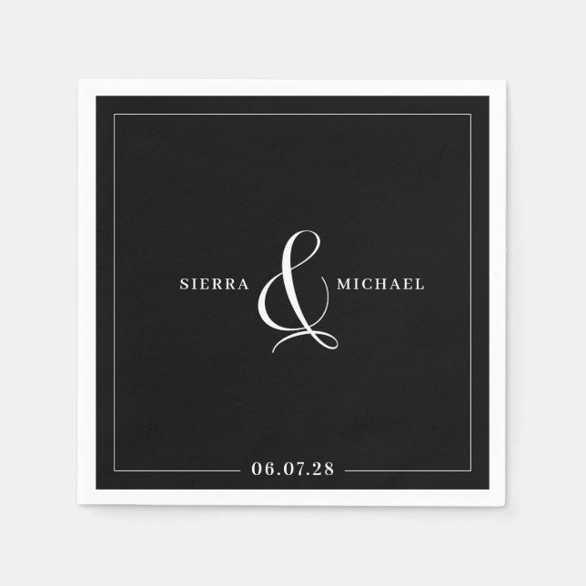 Formal Classic Personalised Anniversary or Wedding Napkin (Front)