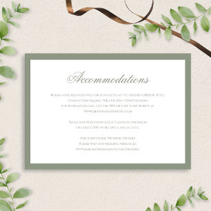 Formal Classic Sage Green Wedding Accommodation Enclosure Card