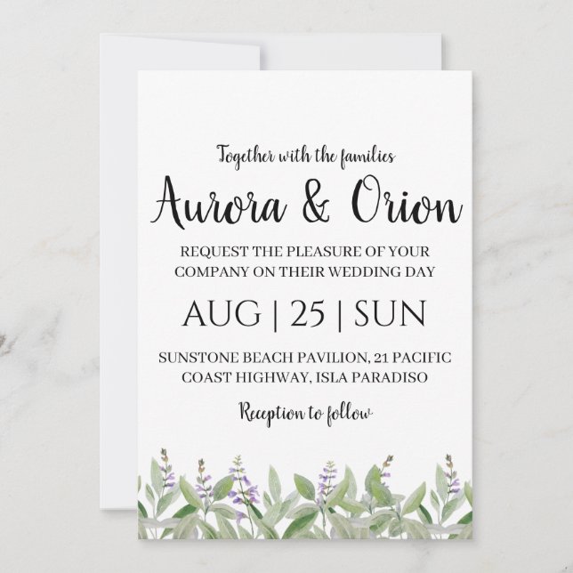 formal classic sage green wedding invitations (Front)