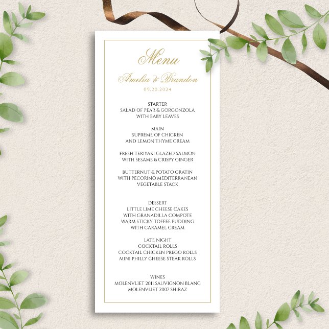 Formal Classic Script Black and Gold Wedding Menu (Creator Uploaded)