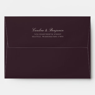 Formal Classic Script Elegant Return Address Plum Envelope