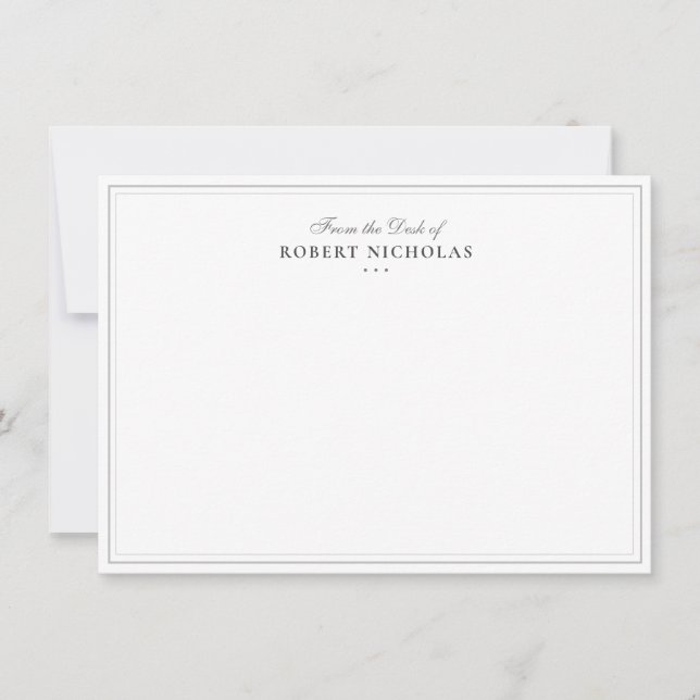 Formal Classic Script Two Border Stationery Card (Front)