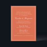 Formal Classic Warm Orange Script Elegant Wedding Invitation<br><div class="desc">A refined wedding invitation featuring a warm orange background with classic serif and script typography for a timeless and sophisticated look. A thin white border frames the design, adding a touch of elegance. Perfect for modern, rustic, or autumn weddings, this invitation sets the tone for a stylish and intimate celebration....</div>