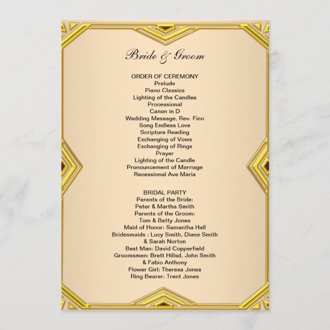 Formal Classic Wedding Program (Front)