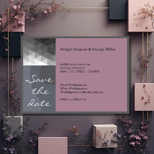 Formal clean geometric wedding safe the date invitation