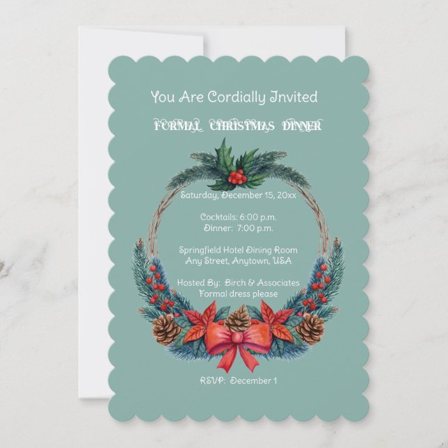 Formal Corporate Christmas Party Invitation (Front)