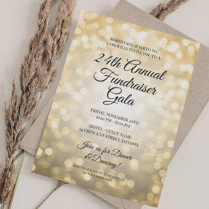Formal Corporate Fundraiser Gala Gold Lights Invitation