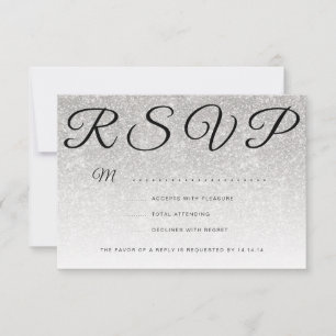 Formal Corporate Fundraiser Silver Glitter RSVP Card