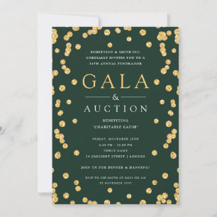 Formal Corporate Gala & Auction Gold Glitter Green Invitation