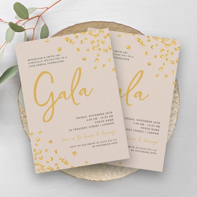 Formal Corporate Gala Gold Confetti Champagne  Invitation (Formal Corporate Gala Gold Confetti Champagne Invitation)
