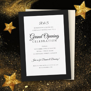 Formal Corporate Grand Opening Monogram Black  Invitation