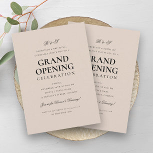 Formal Corporate Grand Opening Monogram Champagne Invitation
