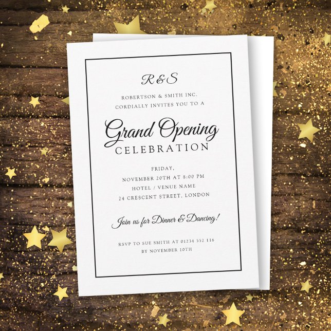 Formal Corporate Grand Opening Monogram Frame Invitation (Creator Uploaded)