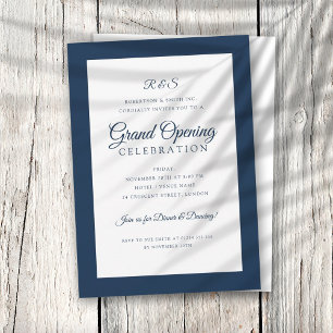 Formal Corporate Grand Opening Monogram Navy  Invitation