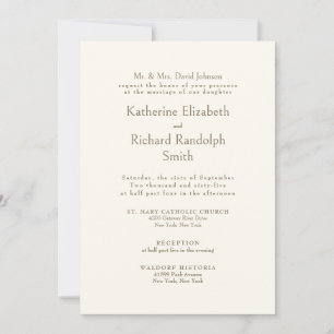 Formal Cream Wedding Bride Parents II Invitation