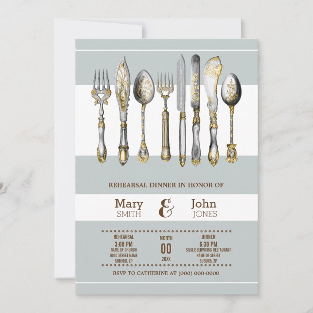 Formal cutlery dinner party table setting invitation (Front)