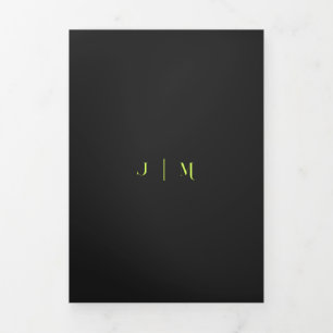 Formal Cyber Lime Jet Black Modern Wedding Tri-Fold Card