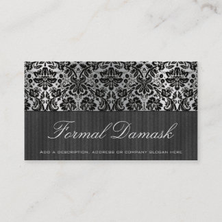 Formal Damask Horizontal - Black Business Card