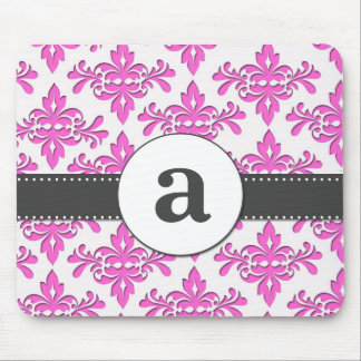 Formal Damask Monogram Mouse Pad