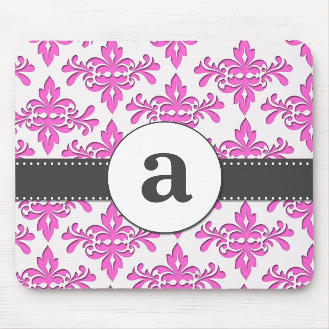 Formal Damask Monogram Mouse Pad (Front)