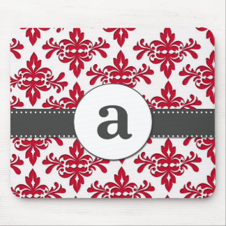 Formal Damask Monogram Mouse Pad