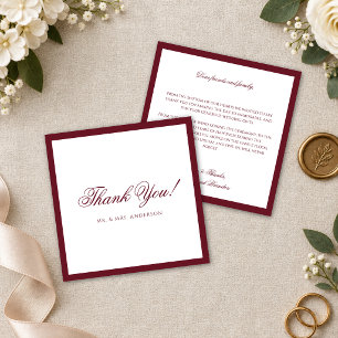 Formal Deep Burgundy Border Wedding Thank You Card