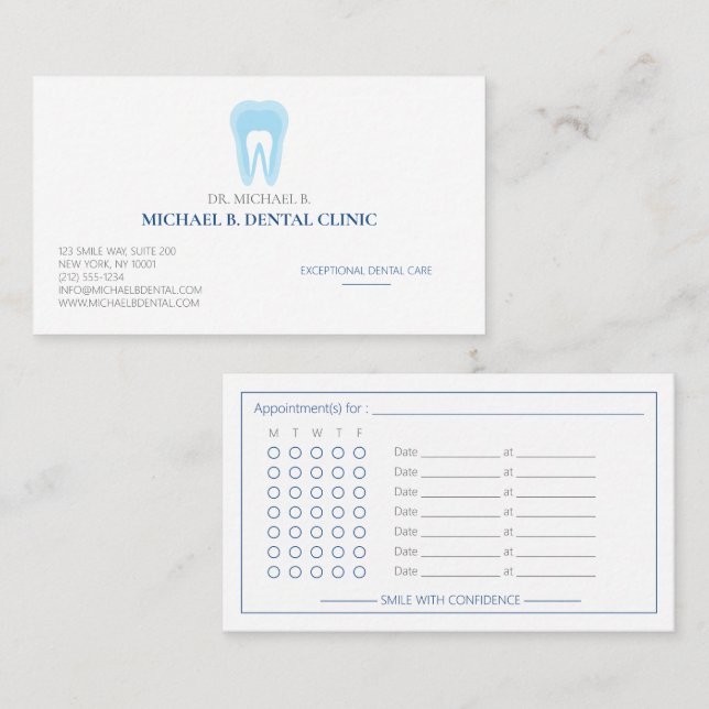 Formal Dental Dentist Teeth Appointment Card (Front/Back)