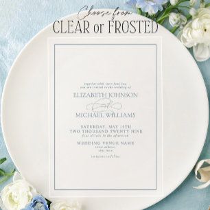 Formal Dusty Blue Classic Script Wedding Acrylic Invitations