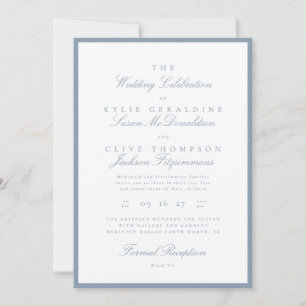 Formal Dusty Blue Wedding Invitation