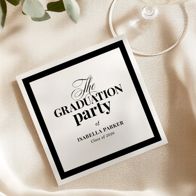 Formal Elegant Black and White | Graduation Party Napkin (Creator Uploaded)