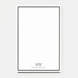 Formal Elegant Black White Border Name Address Post-it Notes