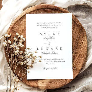 Formal Elegant Black White Minimalist Wedding Invitation