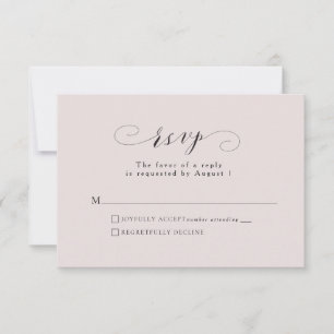 Formal elegant blush pink wedding RSVP card