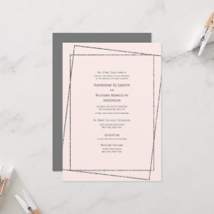 Formal & Elegant Blush & Silver Wedding Invitation