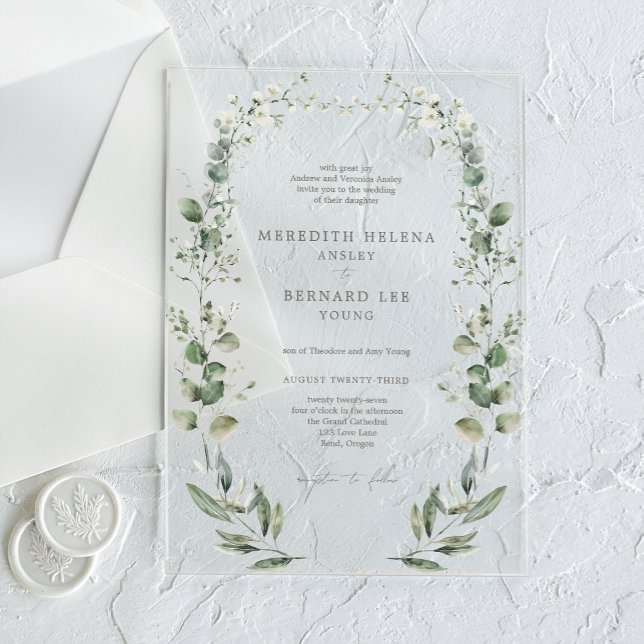 Formal Elegant Botanical Wedding Acrylic Invitations (Creator Uploaded)