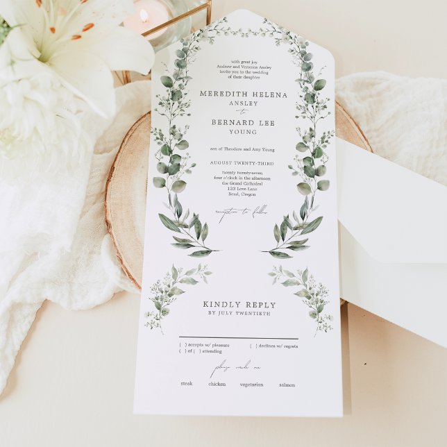 Formal Elegant Botanical Wedding All In One Invitation (Creator Uploaded)