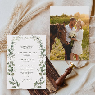 Formal Elegant Botanical Wedding Photo Invitation