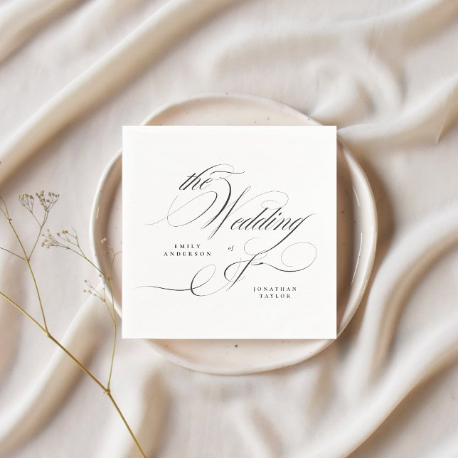 Formal Elegant Calligraphy Black Tie Wedding Napkin (Creator Uploaded)