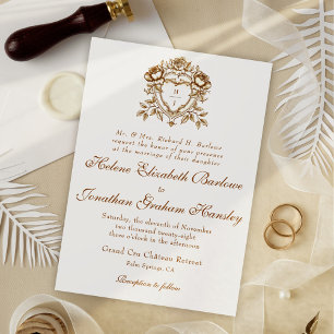 Formal Elegant Calligraphy Crest Wedding Invitation