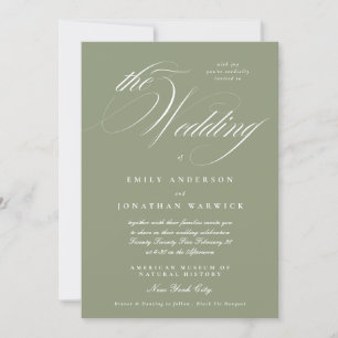 Formal Elegant Calligraphy Sage Green The Wedding Invitation