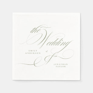 Formal Elegant Calligraphy Sage Green Wedding Napkin