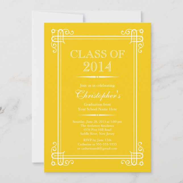 Formal Elegant Class of 2014 Graduation Party Invitation (Front)