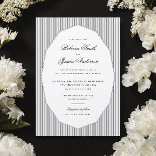 Formal Elegant Classic Black Stripes Wedding Invitation