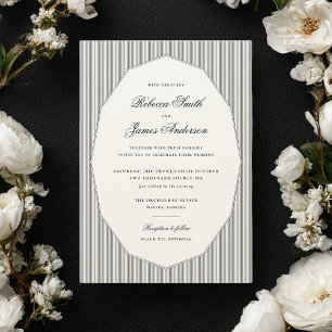 Formal Elegant Classic Black Stripes Wedding Invitation