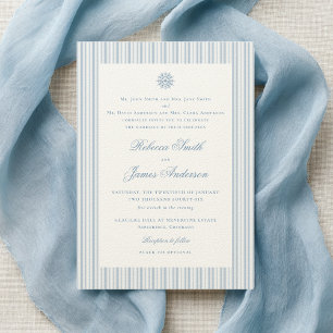 Formal Elegant Classic Blue Winter Wedding Invitation