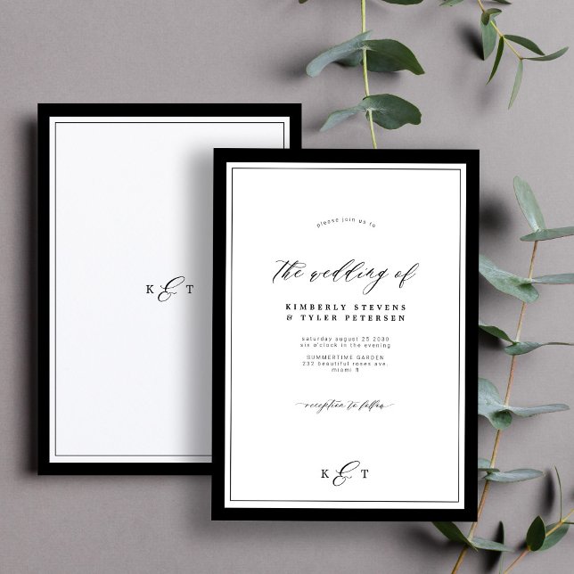 Formal elegant classic monogrammed wedding invitation (Creator Uploaded)