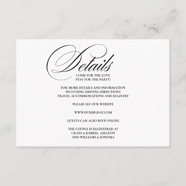 Formal Elegant Enclosure Card Details (Front)